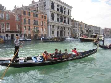 Small group in a gondola in Venice